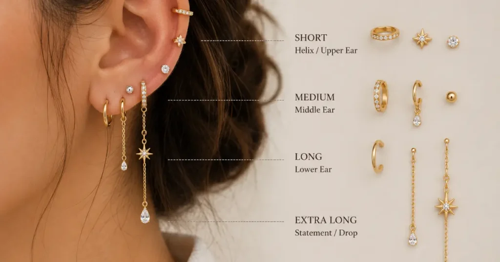 Mix earring lengths