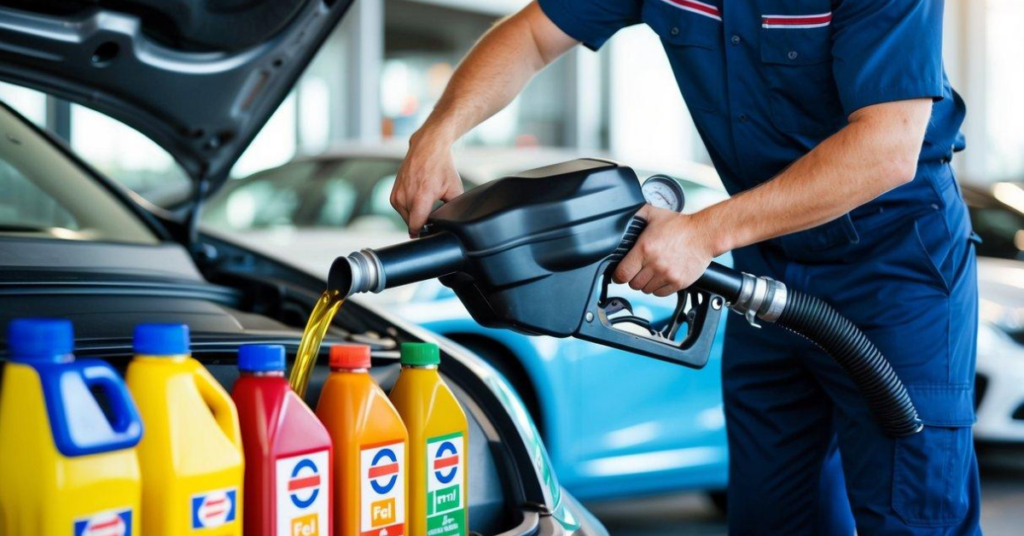 Mechanic changing engine oil